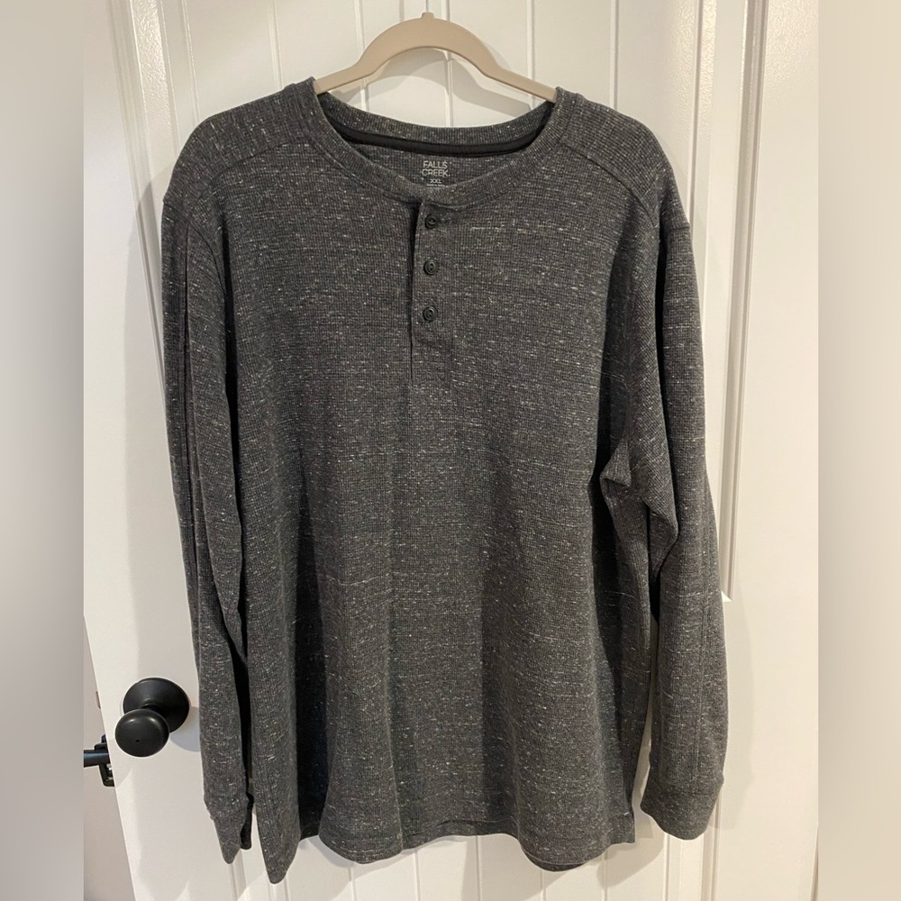 🛍️SALE…Falls Creek Men's Charcoal Long Sleeve Henley
